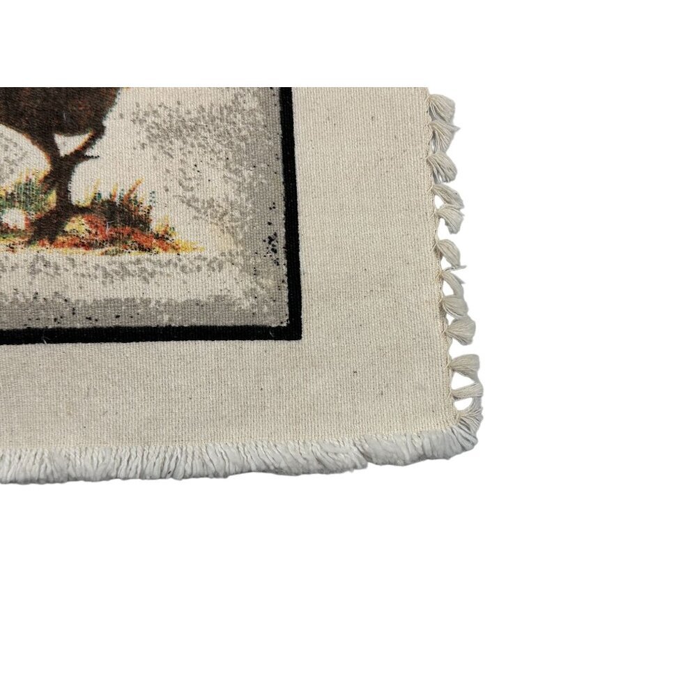 Set Of 6 Rustic Rooster Placemats Fringed Edges Linen Look Cottage Farmhouse - Picture 12 of 13